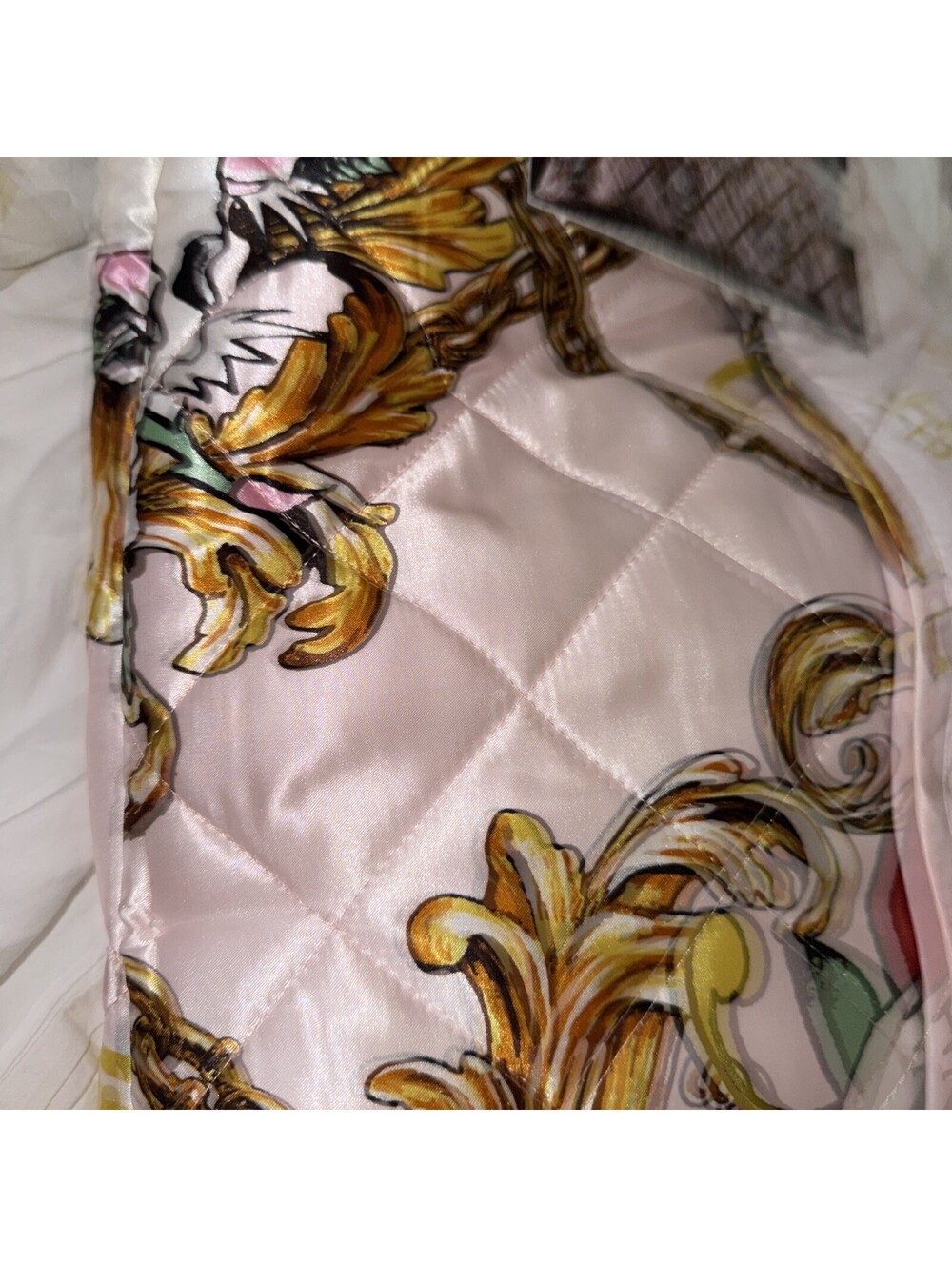 New Ed Hardy King 3-Piece Satin Quilt Set Tattoo Art Snakes Skulls Pink